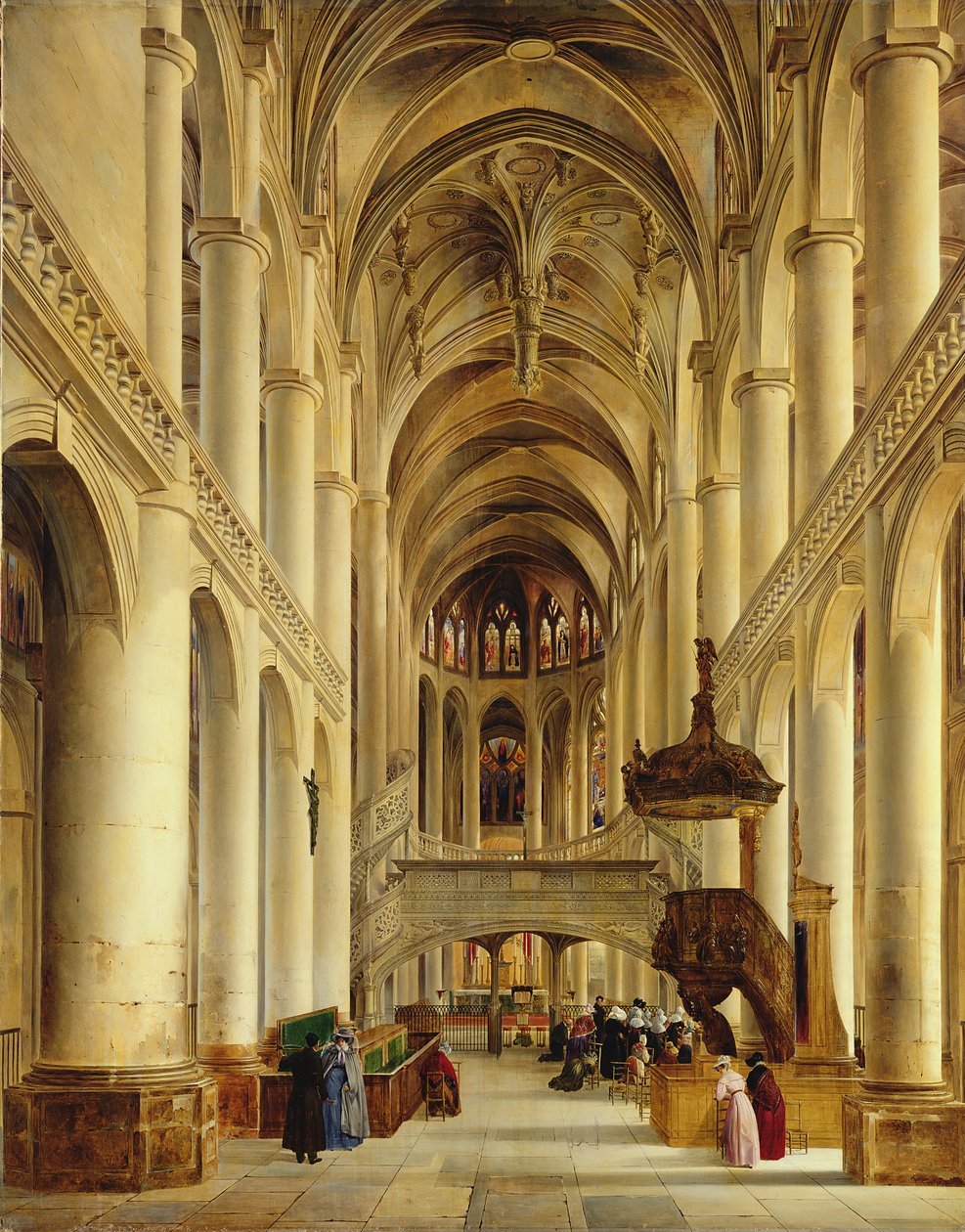 Interiér kostela Saint-Etienne-du-Mont, Paříž, c.1820 od Charles Renoux
