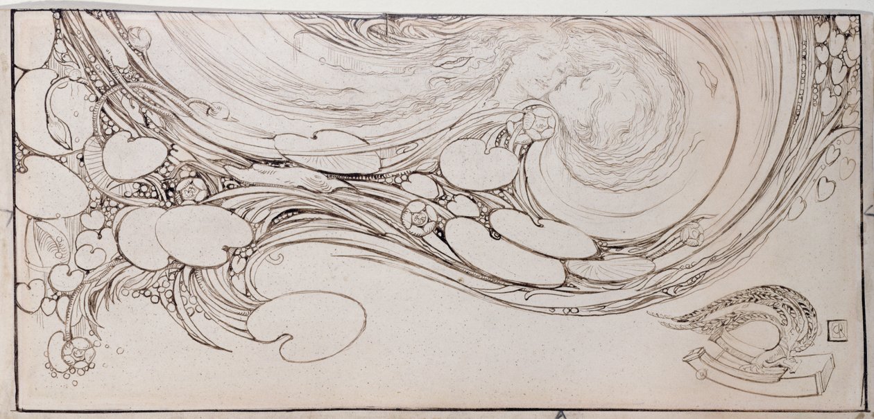 An Echo from Willowwood, 1890 (pero a inkoust na pergamenu) od Charles Ricketts