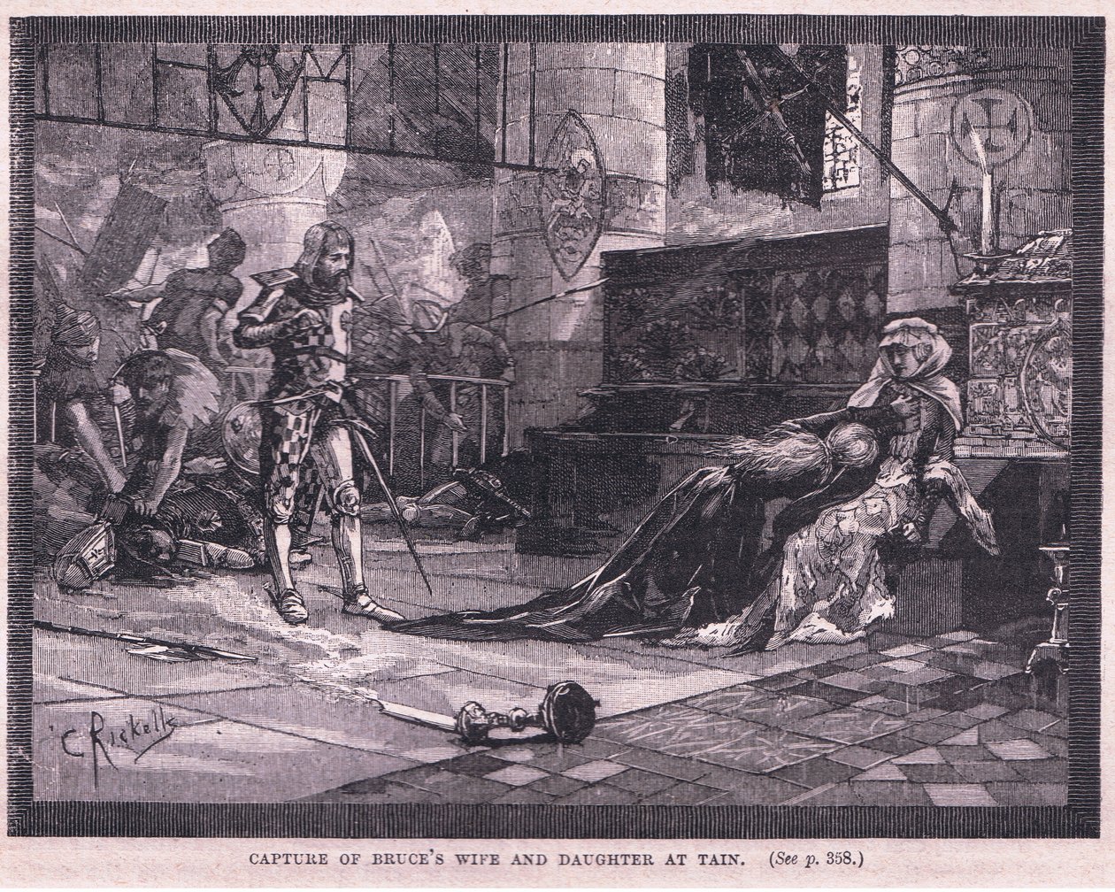 Zajetí Bruceovy manželky a dcery v Tain AD 1306 od Charles Ricketts