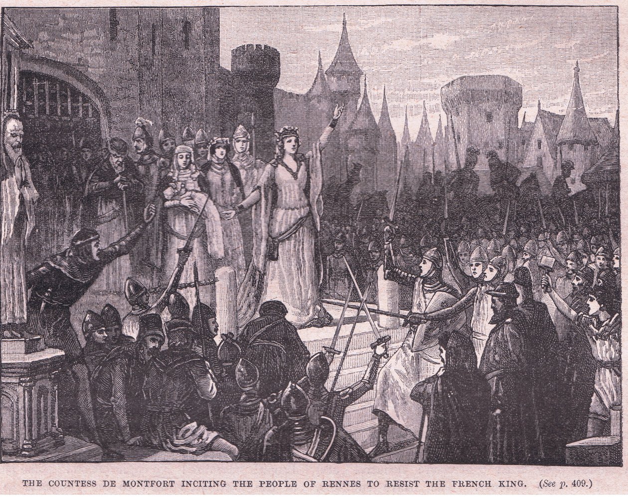 Hraběnka de Montfort podněcovala obyvatele Rennes k odporu proti francouzskému králi 1341 n. l od Charles Ricketts