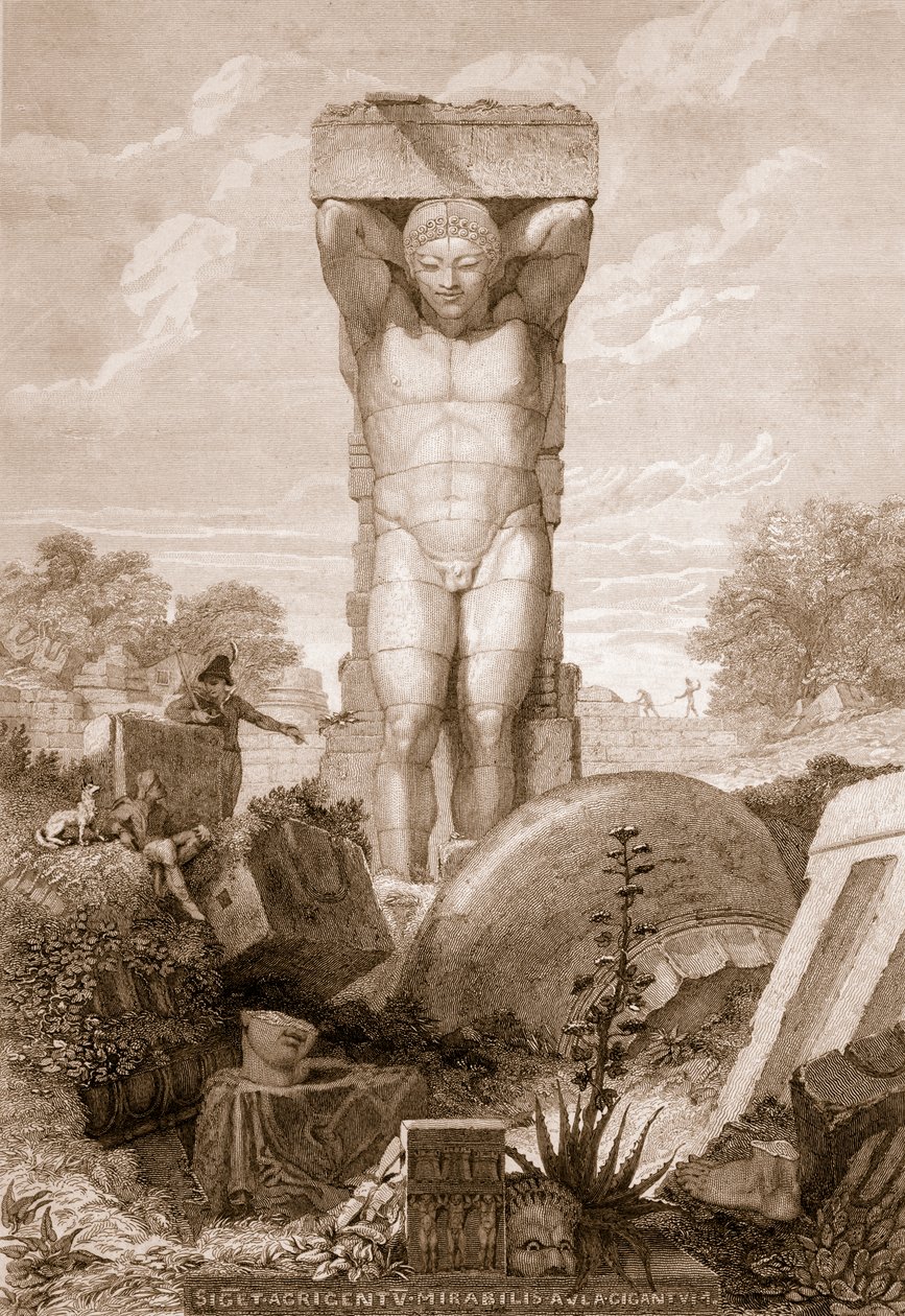 Chrám v Agrigentu na Sicílii, z knihy "Antiquities of Athens and Other Places in Greece", vydáno Priestly und Weale, Londýn 1830. od Charles Robert Cockerell
