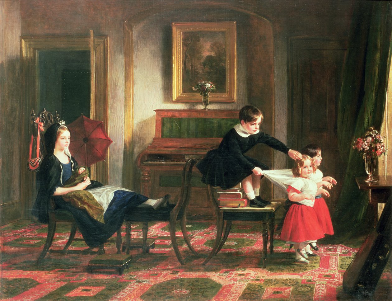 Děti si hrají na kočár a koně, 19. století od Charles Robert Leslie