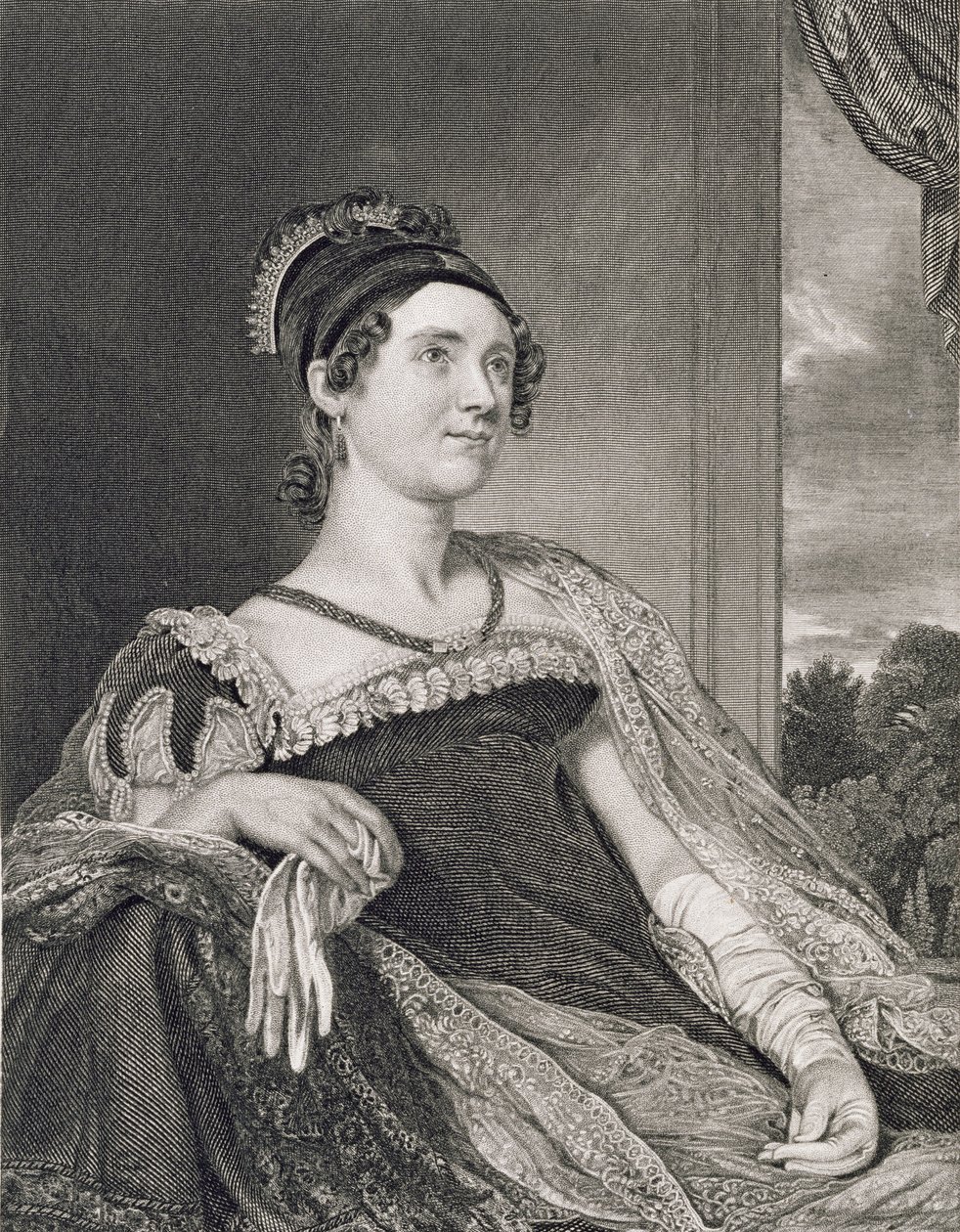 Louisa Catherine Adams (1775-1852) vyryla G.F. Storm (fl.c.1834) od Charles Robert Leslie