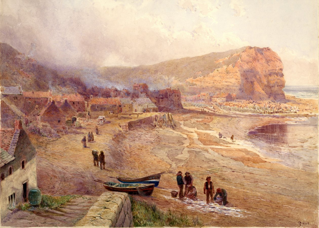 Staithes (akvarel na kartě) od Charles Robertson