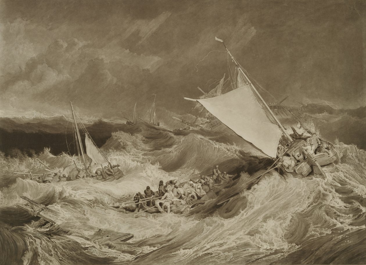 A Shipwreck, 1806 (mezzotinta s grafitem a wc) od Charles Yardley Turner