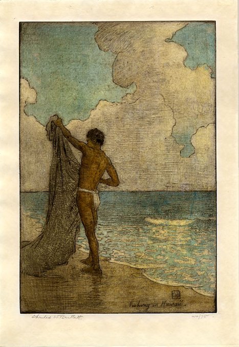 Rybaření na Havaji od Charles William Bartlett