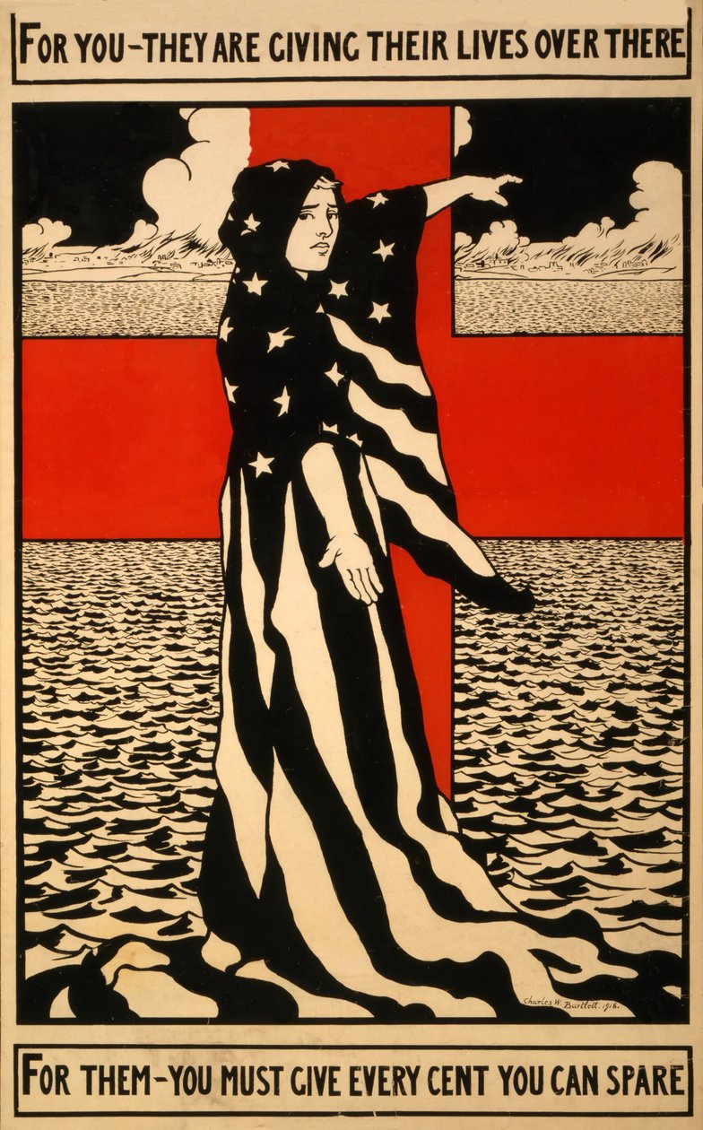 Fundraising Plakát pro Červený kříž, hospoda. 1918 od Charles William Bartlett