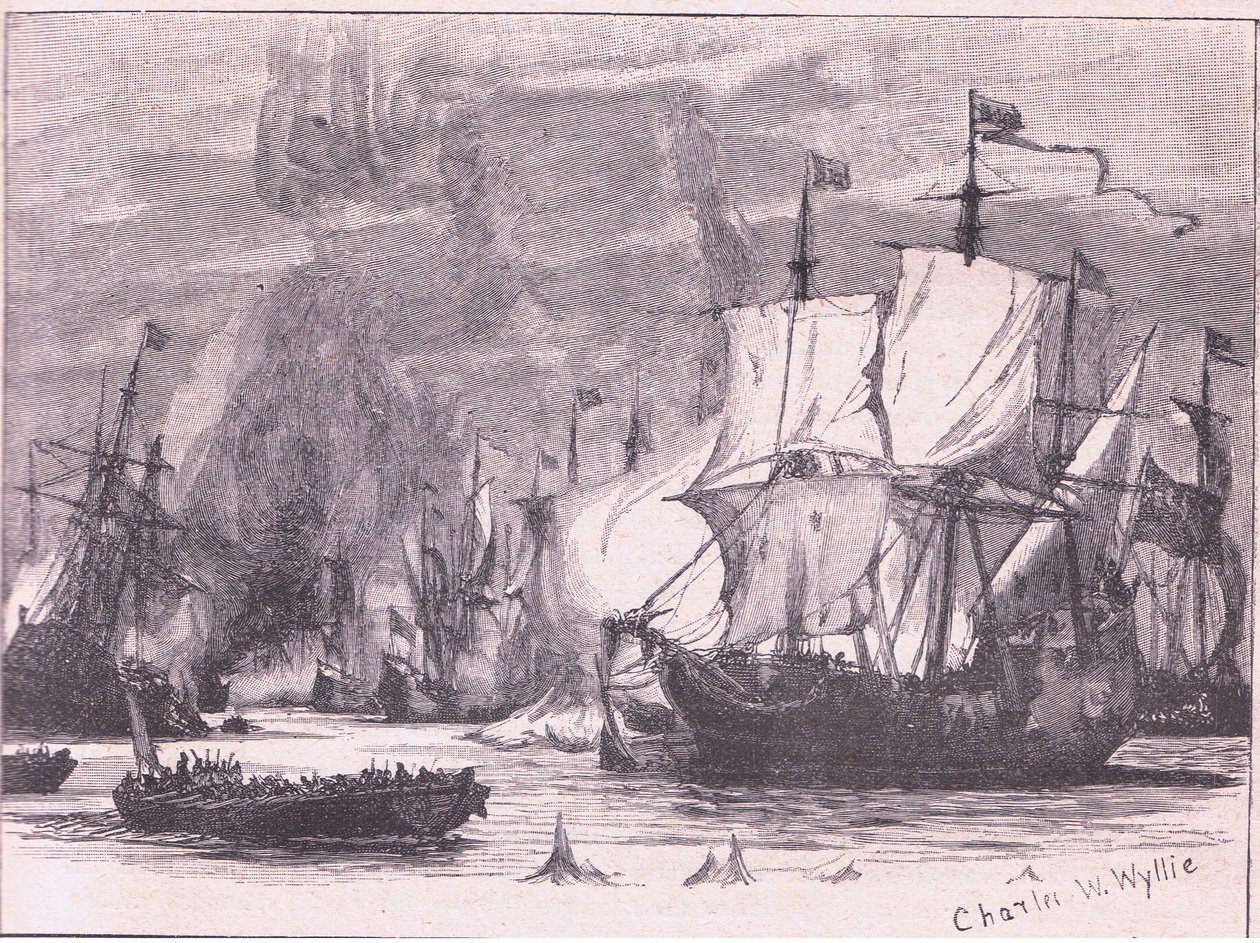 Námořní boj u mysu Passaro AD 1718 od Charles William Wyllie