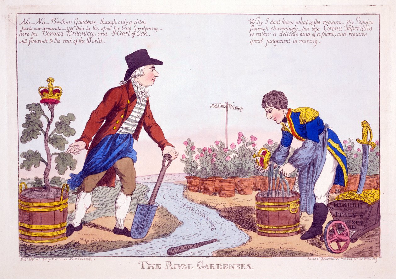 The Rival Gardeners, hospoda. 1803 (ručně kolorovaná rytina) od Charles Williams