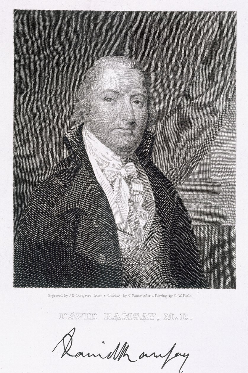 David Ramsay, vyrytý Jamesem Bartonem Longacrem (1794-1869) podle kresby originálu od Charlese Frasera (1782-1860) od Charles Willson Peale