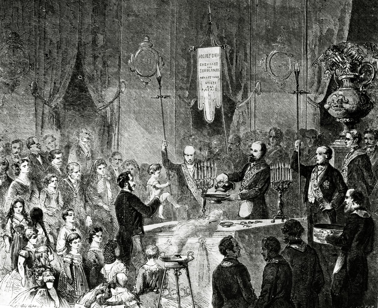 Zednářský křest v lóži bratrského přátelství, Grand Orient de France, Paříž, 1861 od Charles Yriarte