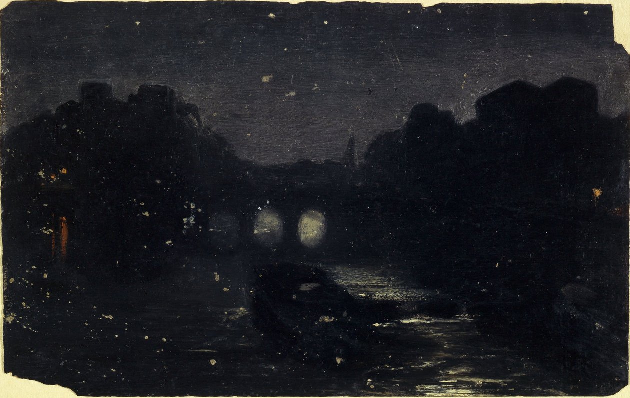 Efekt noci na břehu Seiny, asi 1870 (olej na plátně) od Charles Emile Cuisin