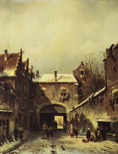 Holandské město v zimě od Charles Henri Joseph Leickert
