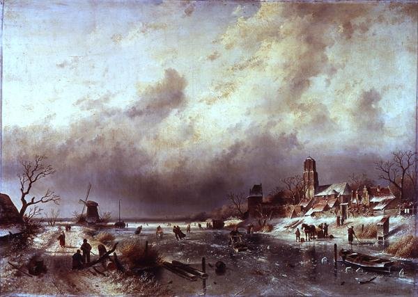 Scéna zamrzlé řeky od Charles Henri Joseph Leickert