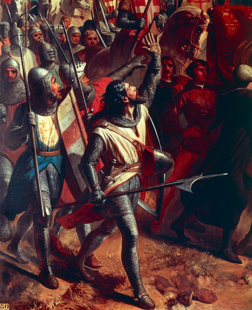 Bitva u Montgisardu 1177, detail křižáka, asi 1842 (olej na plátně) od Charles Philippe Lariviere