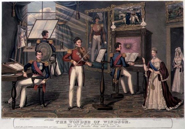 Zázrak Windsoru: Umělec, básník, houslista zde vidíme a vše je Tweedle-dum a Tweedle Dee, kolem roku 1841 od Charles Hunt