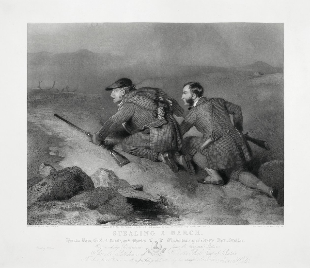 Krádež pochodu, vyrytý Edwardem Burtonem od Charles (after) Landseer