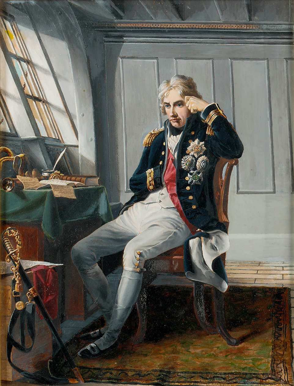 Vikomt Horatio Nelson (1758-1805), před bitvou u Trafalgaru, 21. října 1805, asi 1854 (olej na plátně) od Charles (after) Lucy