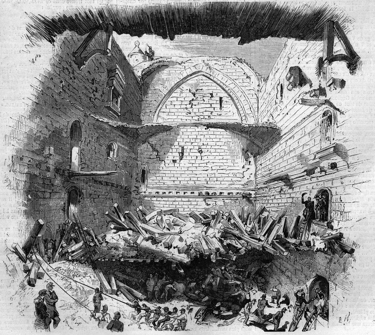 Zhroucení pavilonu ve Vincennes, 29. listopadu od Charles (after) Yriarte