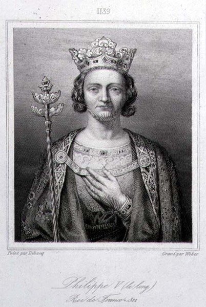 Filip V. „Vysoký“ (1294-1322) francouzský král, ryl Weber (rytina) od Charles Alexandre (after) Debacq