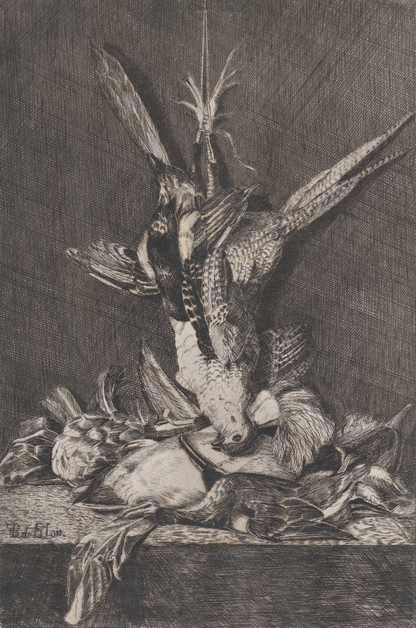 Lovecká trofej s pernatou zvěří a artyčoky, 1850-1900. od Charles Alphonse Deblois