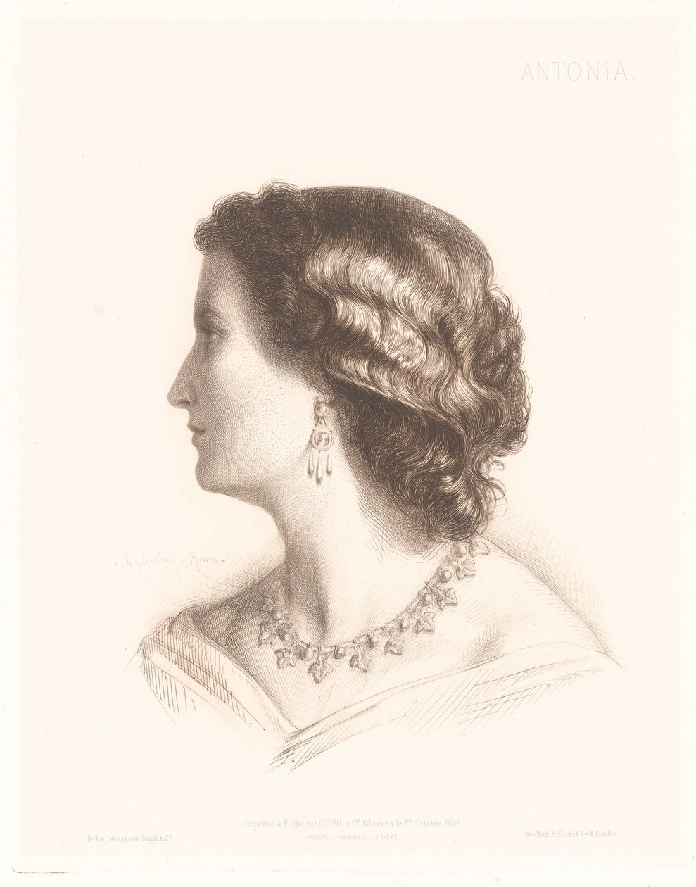 Portrét italské ženy Antonia. (název na objektu) Portréty italských žen (název série) od Charles Alphonse Paul Bellay