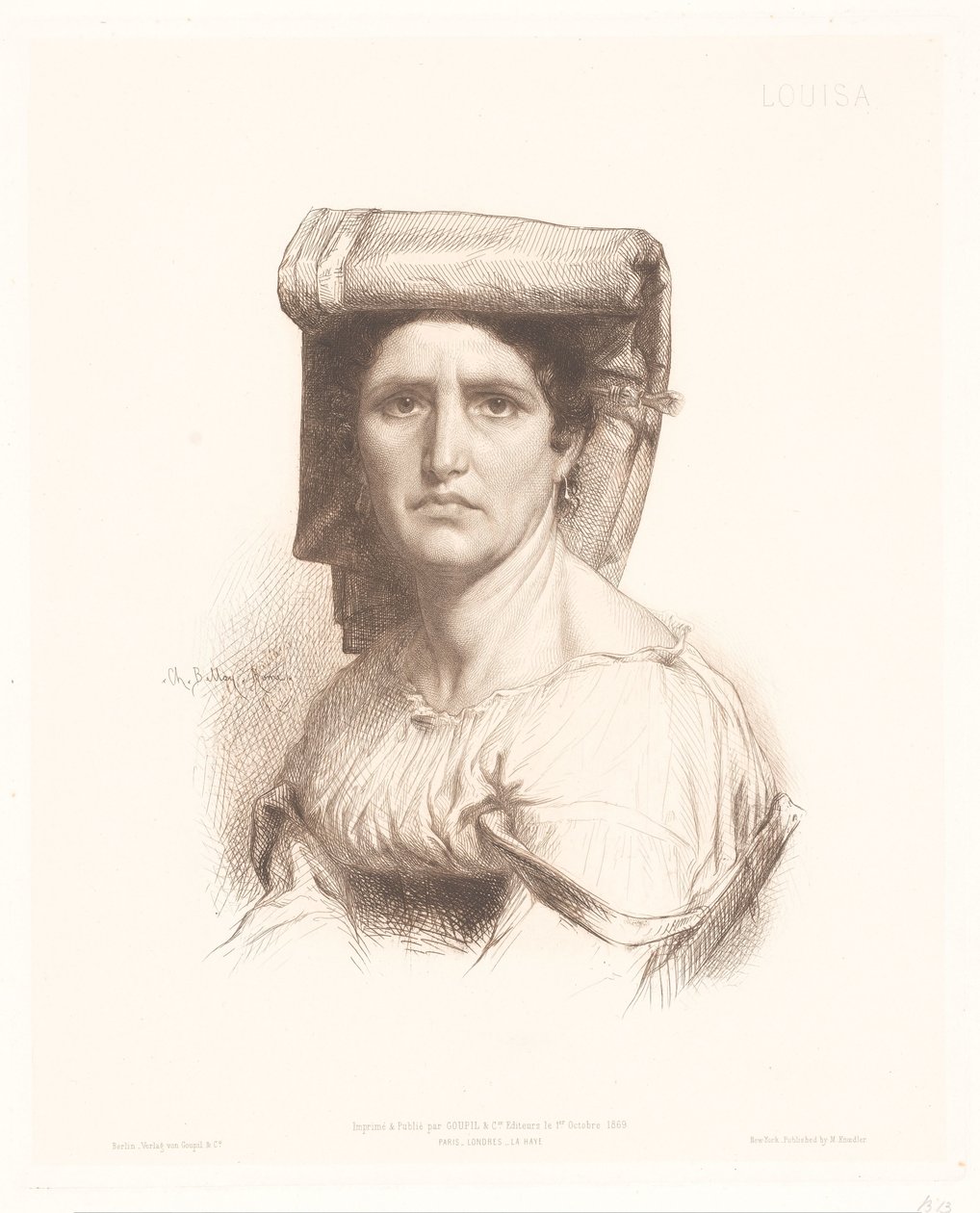Portrét italské ženy Louisa (titul na objektu) Portréty italských žen (název série) od Charles Alphonse Paul Bellay