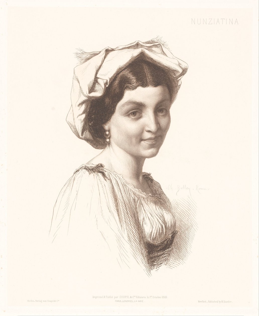 Portrét italské ženy Nunziatina (titul na objektu) Portréty italských žen (název série) od Charles Alphonse Paul Bellay