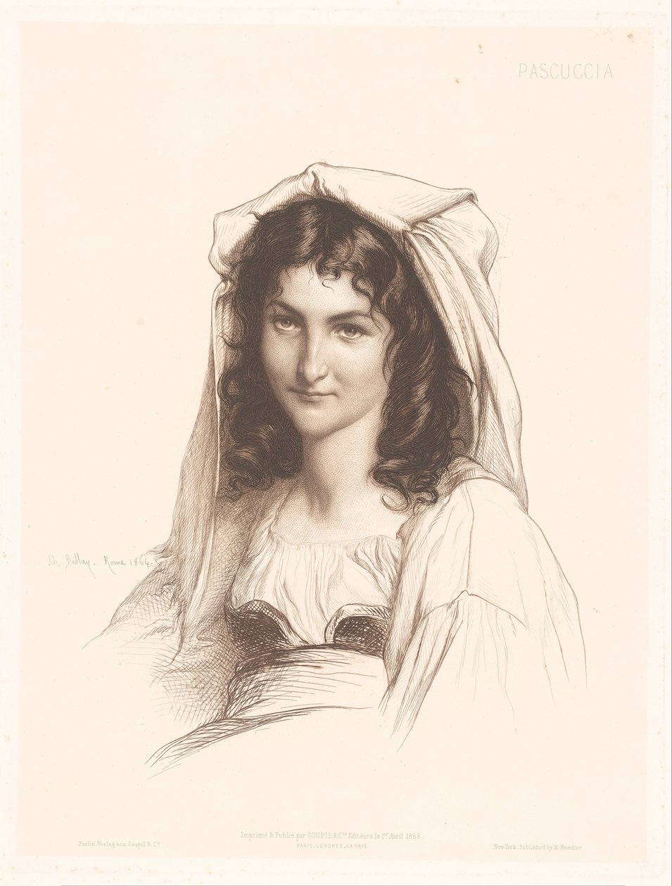 Portrét italské ženy Pascuccia (název na objektu) Portréty italských žen (název série) od Charles Alphonse Paul Bellay