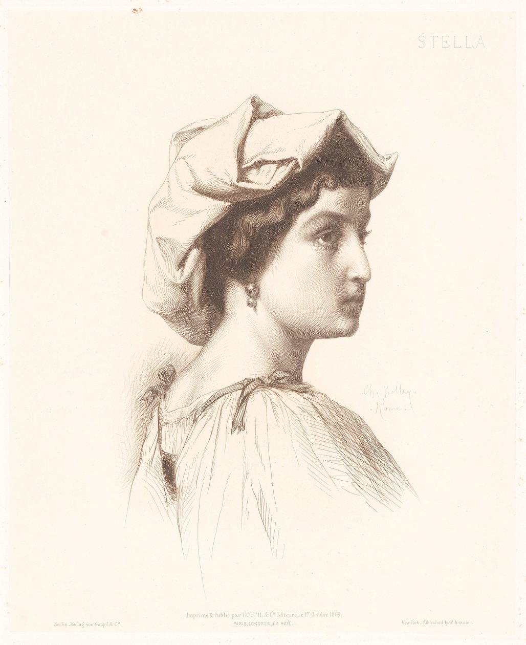 Portrét italské ženy Stella (název na objektu) Portréty italských žen (název série) od Charles Alphonse Paul Bellay