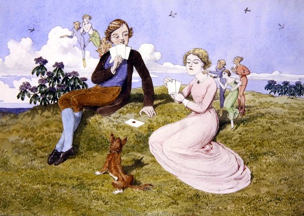 Srdce jsou trumfy (pero, inkoust a akvarel na papíře) od Charles Altamont Doyle