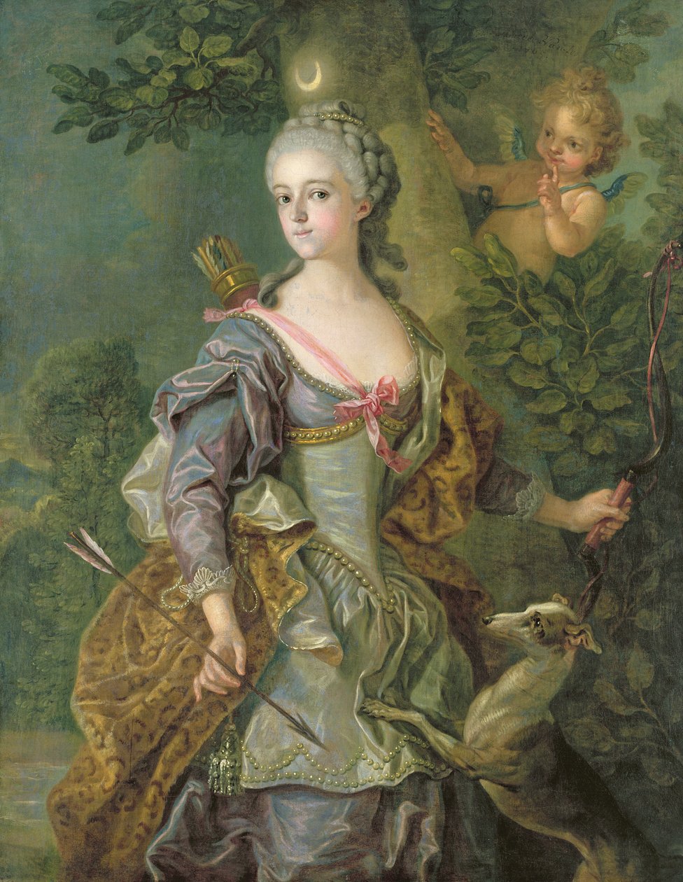 Luise Henriette Wilhelmine von Anhalt-Dessau (1750-1811) jako Diana, 1765 od Charles Amedee Philippe van Loo