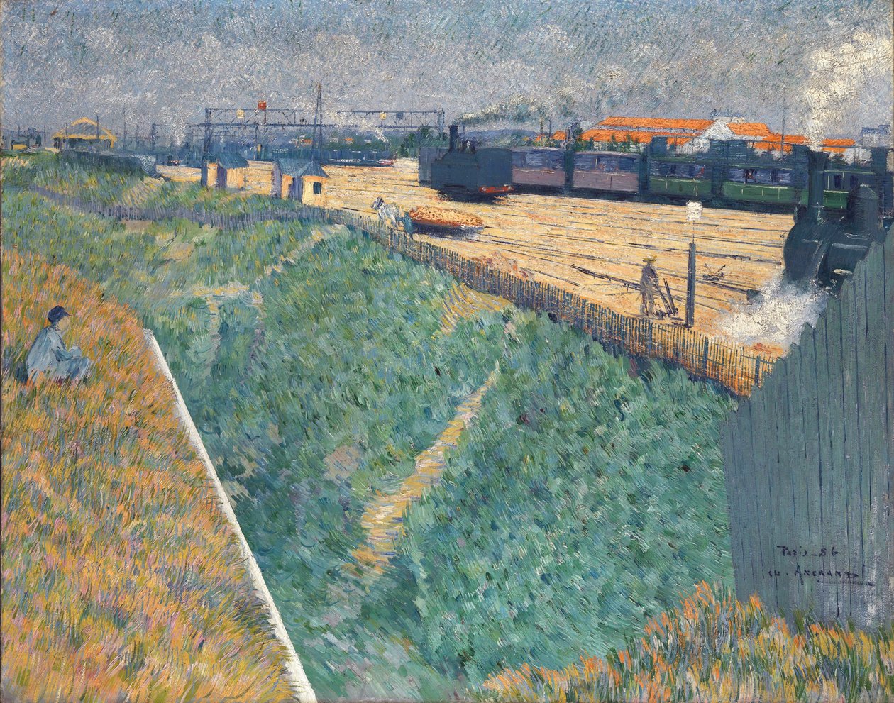 Angrand, Charles (1854-1926) Západní dráha na výjezdu z Paříže Olej na plátně 1886 Národní galerie, Londýn 73x92 od Charles Angrand