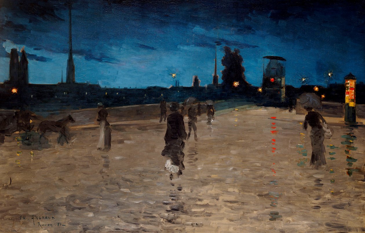 Kamenný most, Rouen, 1881 od Charles Angrand