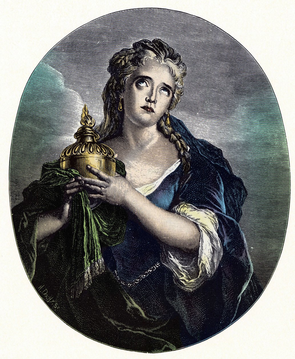 Adrienne Lecouvreur (1692-1730), francouzská herečka v roli "" Cornelia "" v "Mort de Pompee" od Pierra Corneille. od Charles Antoine (after) Coypel