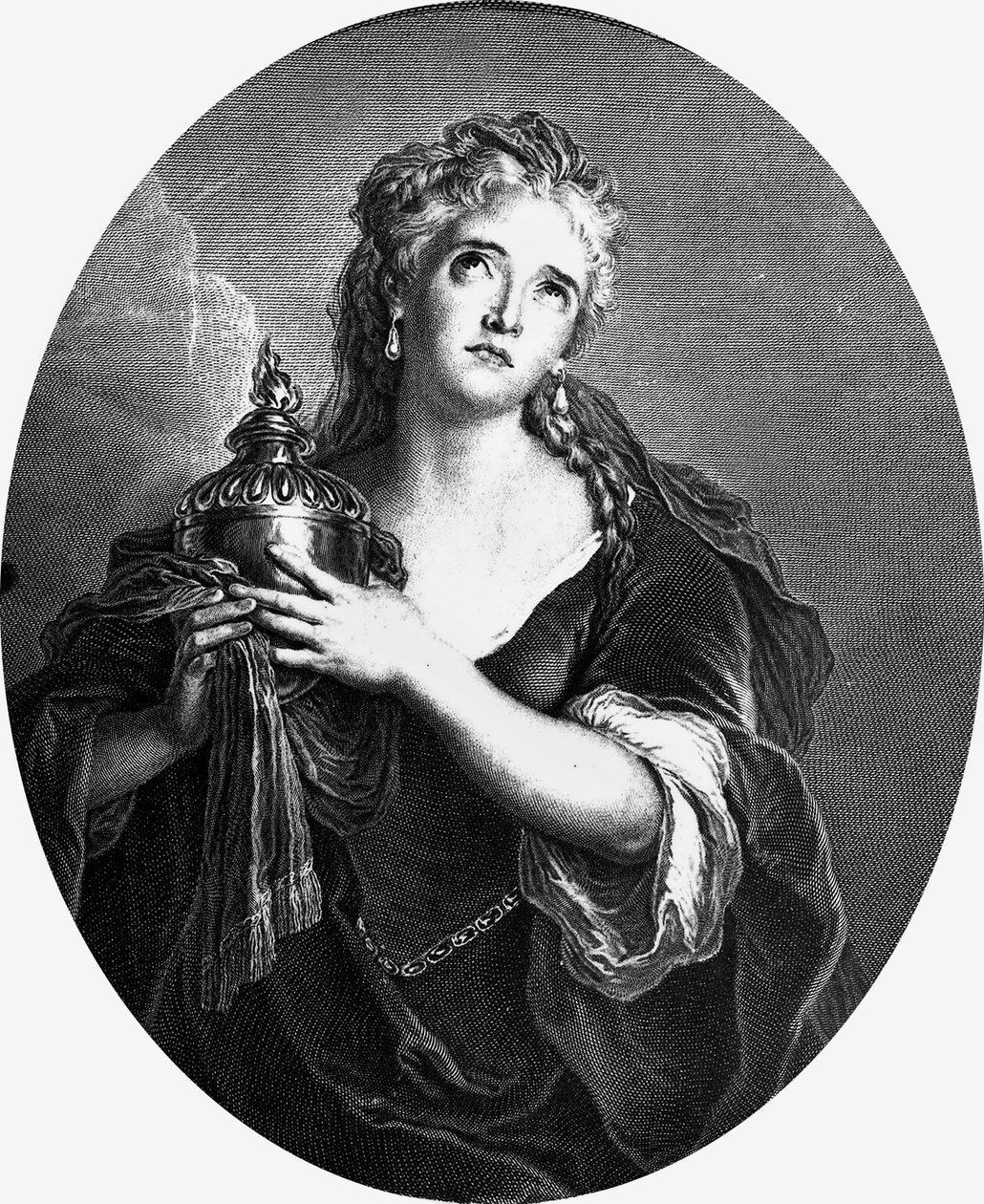 Adrienne Lecouvreur (1692-1730), francouzská herečka v roli "" Cornelia "" v "Mort de Pompee" od Pierra Corneille. od Charles Antoine (after) Coypel