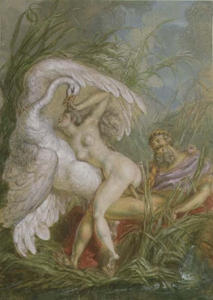 Leda a labuť z Histoire Universelle od Charles Antoine (attr. to) Coypel