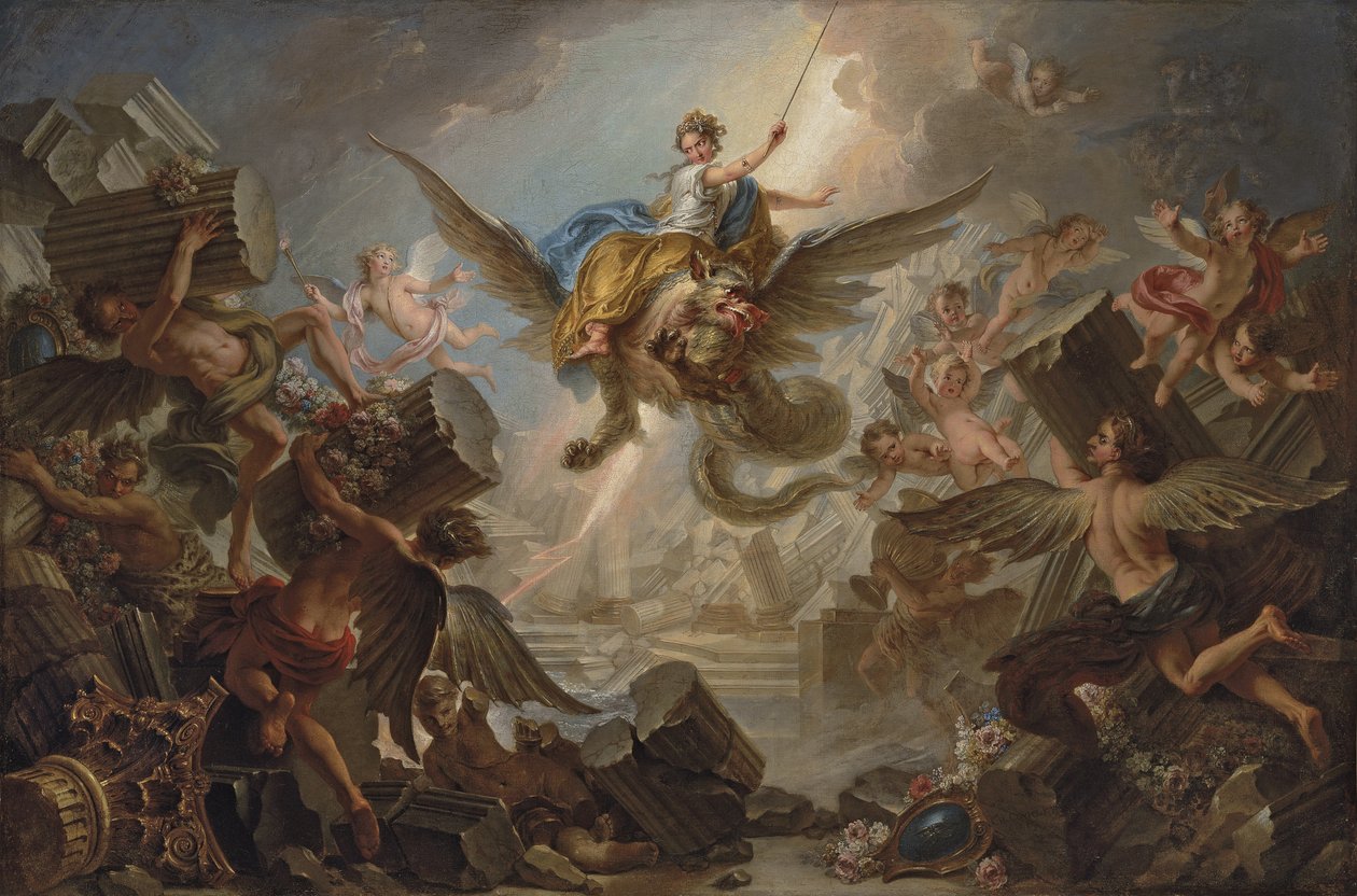 Zničení paláce Armida, 1737 od Charles Antoine Coypel
