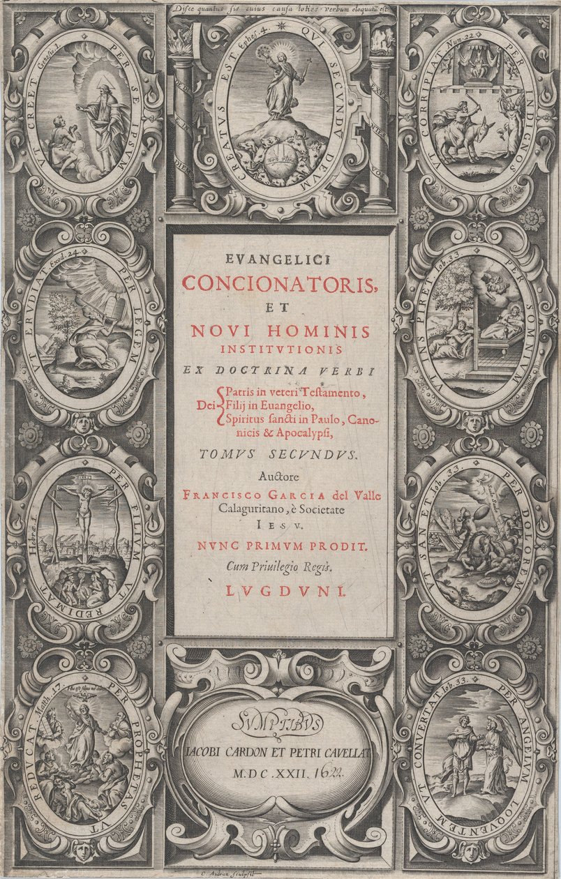 Frontispis pro evangelického kazatele a instituce nového člověka, 1622. od Charles Audran