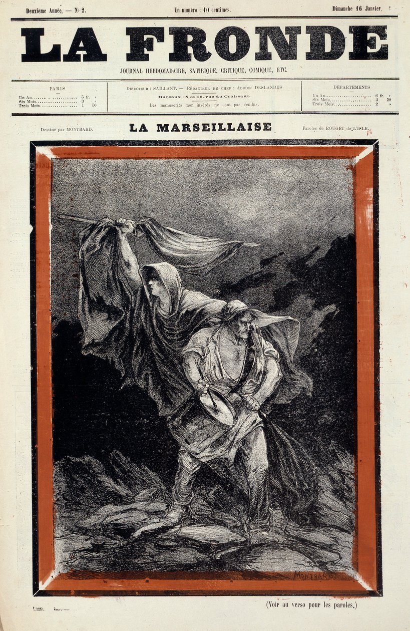 La marseillaise dessin se objevila v novinách la sling. Rytina Charles Auguste Dit Montbard Loye (1841-1905) od Charles Auguste Loye