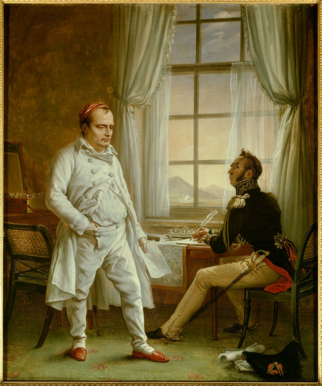 Napoleon I. diktoval své pomníky generálu Gurgaudovi (Malba od Charles Auguste Steuben