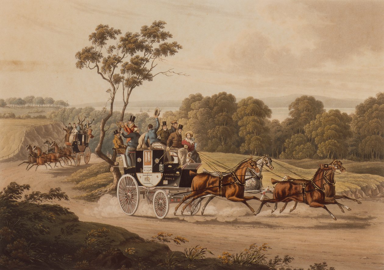 Opoziční trenéři v rychlosti (barevná rytina) od Charles B. (after) Newhouse