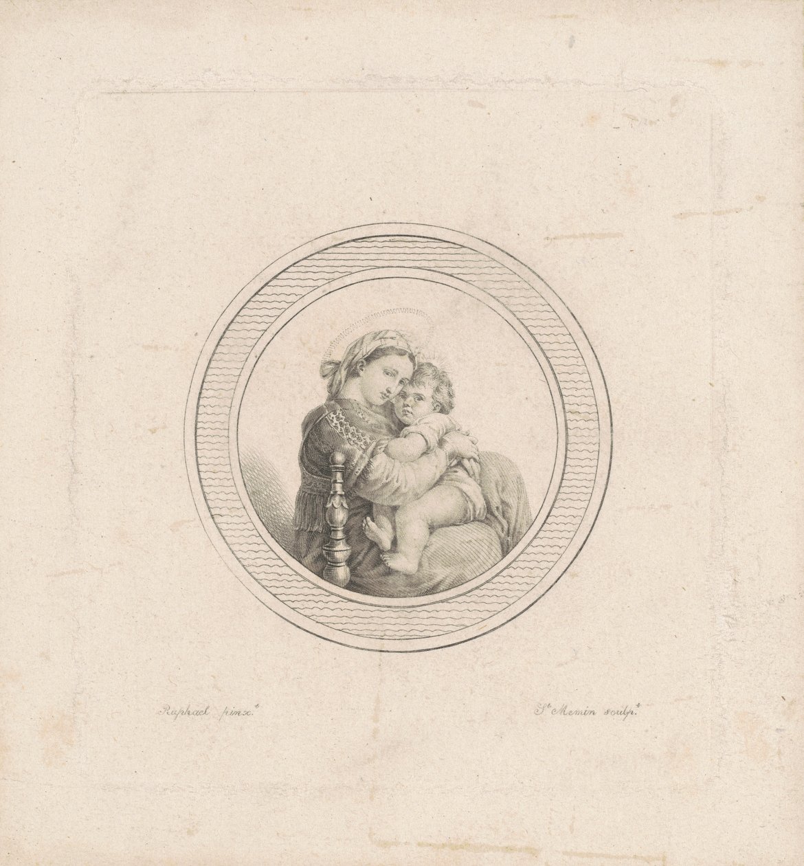 Madonna ze židle od Charles B. J. Févret de Saint Mémin, after Raphael