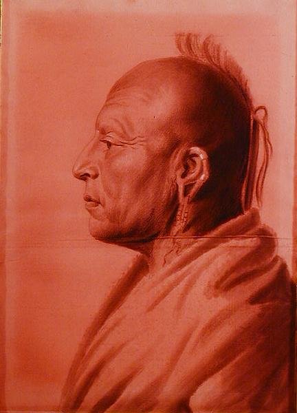Cachasunglia, Osage Warrior (tužka a dřevěné uhlí na papíře) od Charles Balthazar Julien Févret de Saint Mémin