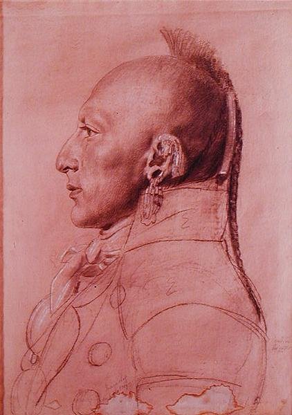 Portrét náčelníka malých Osages, kolem roku 1807 (pastel na papíře) od Charles Balthazar Julien Févret de Saint Mémin
