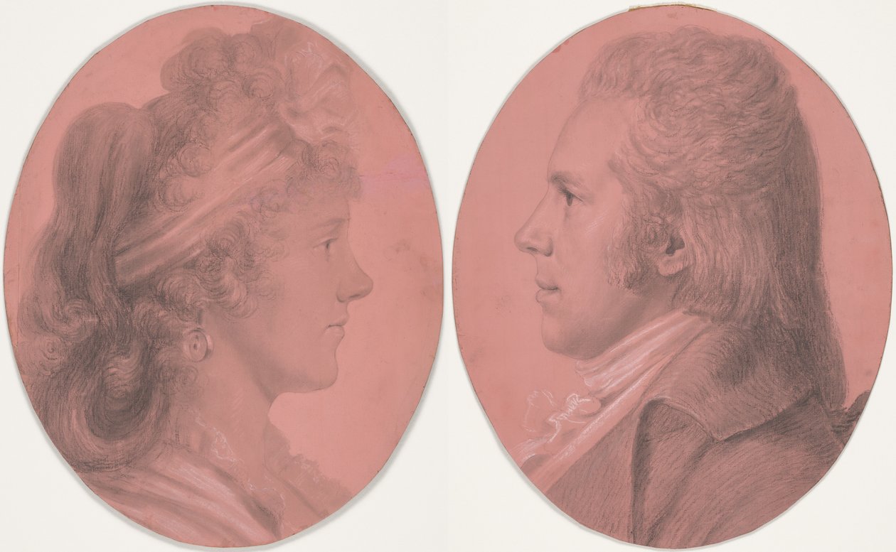 Portréty Georgese Arnolda Fitzwilliama a portrét Eleanor Ramsayové Fitzwilliamové; dvojice od Charles Balthazar Julien Févret de Saint-Mémin