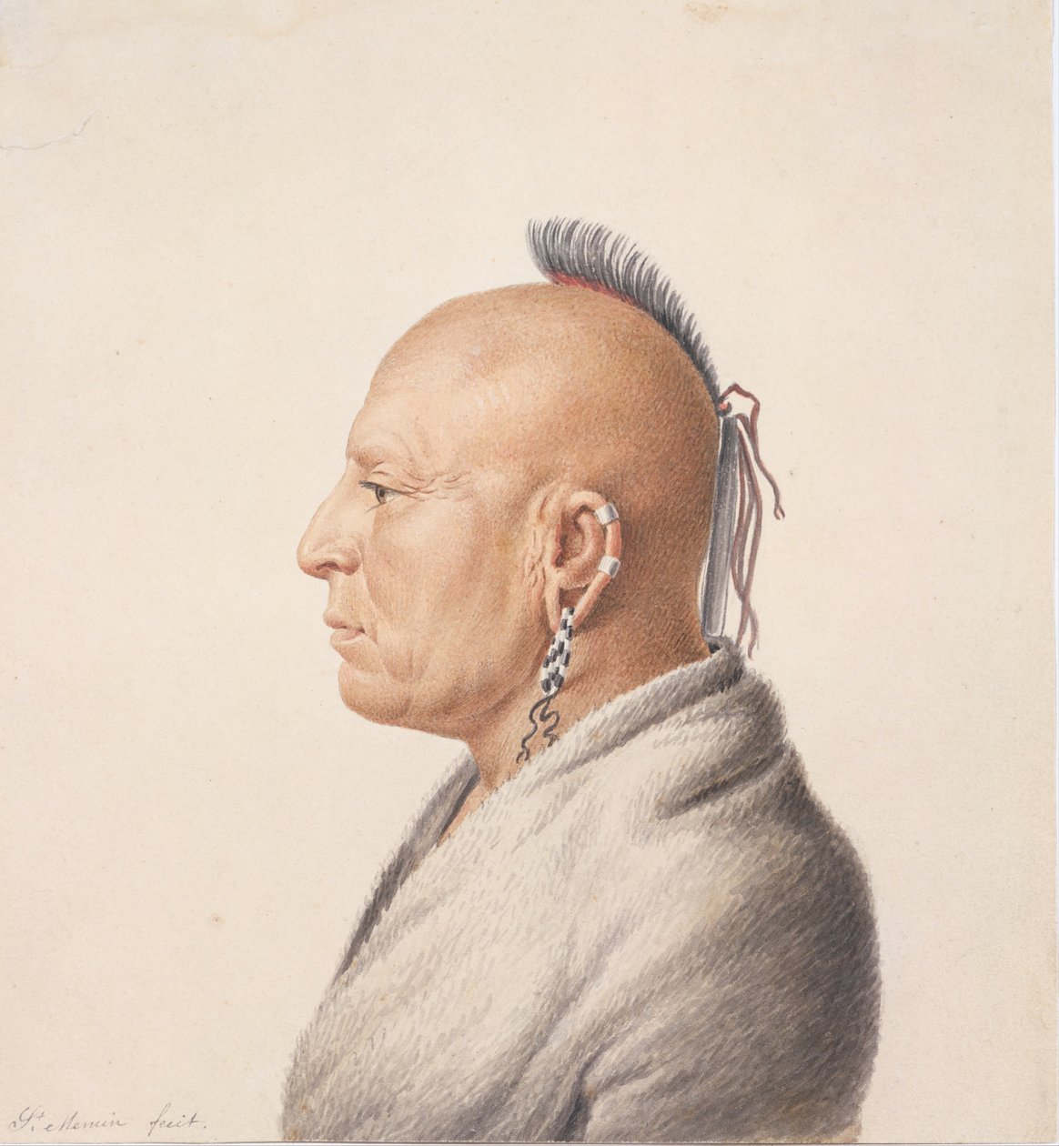 Osage Warrior, 1805-7. od Charles Balthazar Julien Févret de Saint Mémin