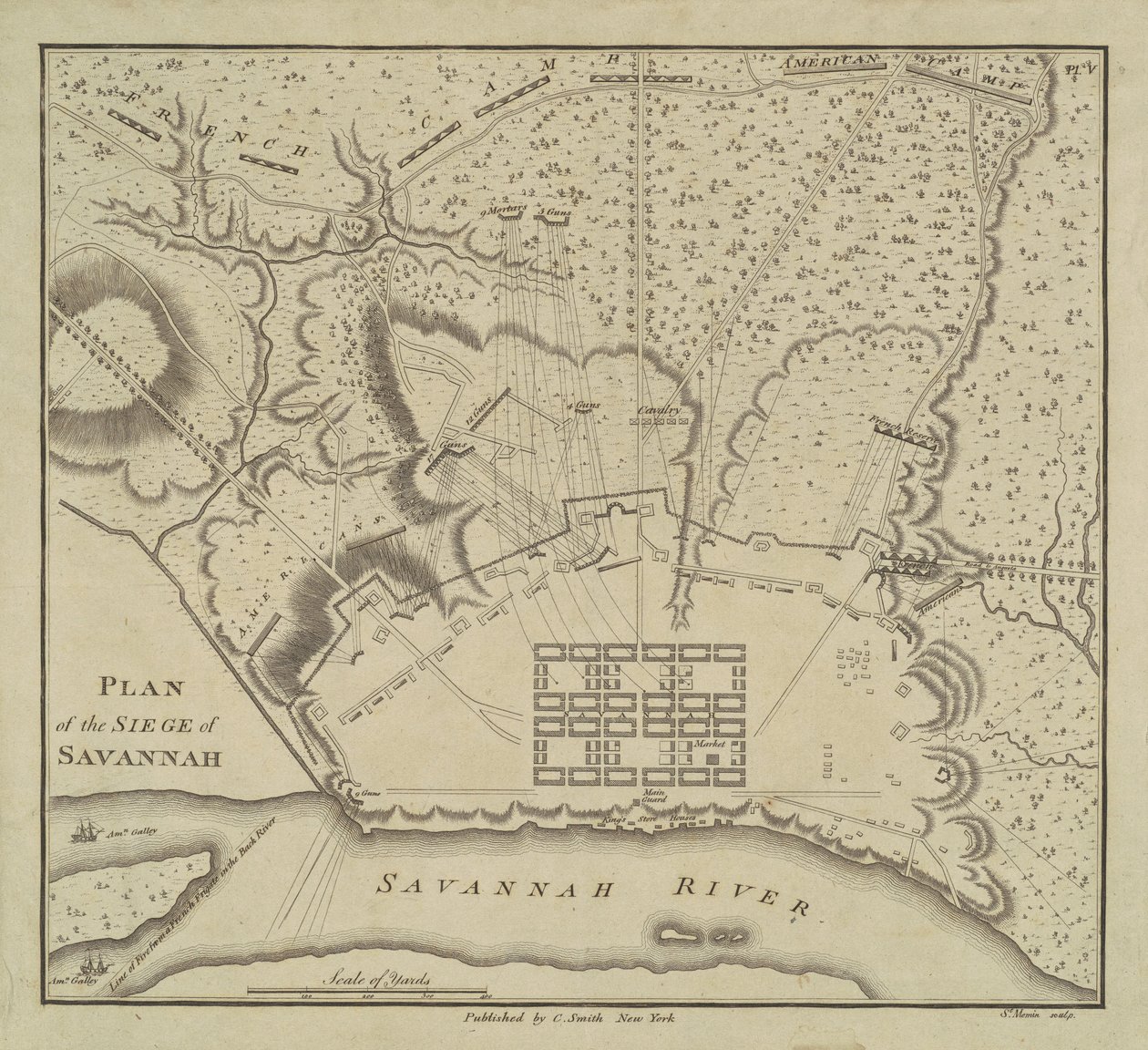 Plán obléhání Savannah, 1796. od Charles Balthazar Julien Févret de Saint Mémin