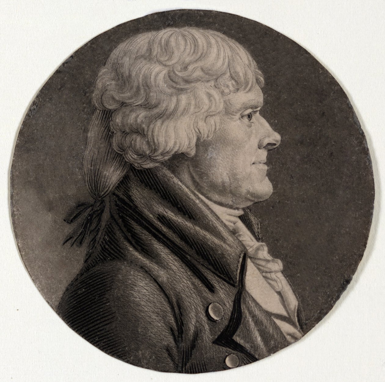 Thomas Jefferson, hospoda. 1806 od Charles Balthazar Julien Févret de Saint Mémin