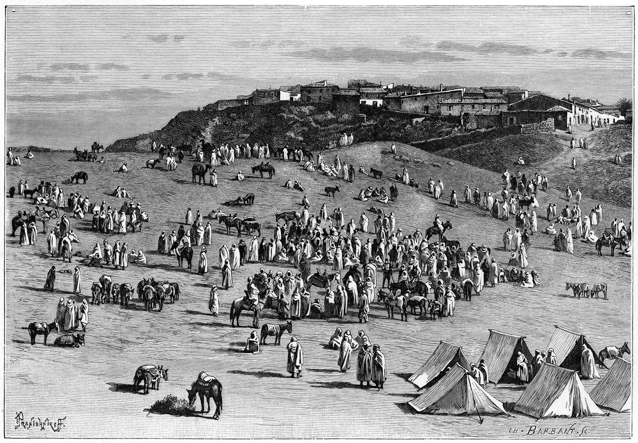 Vesnice a trh Boghari, c1890 od Charles Barbant